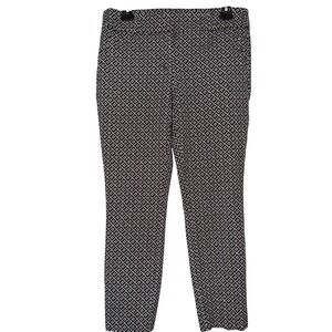 LOFT Modern Skinny‎ Ankle Pants Black White Geometric Print Size 8
